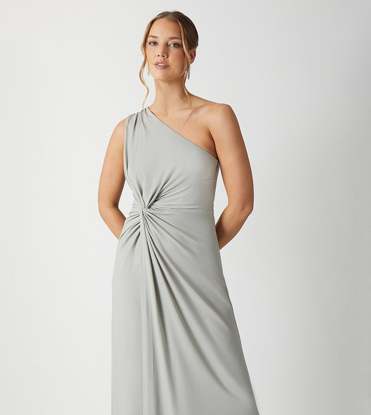 Twist Detail One Shoulder Jersey Bridesmaids Dress