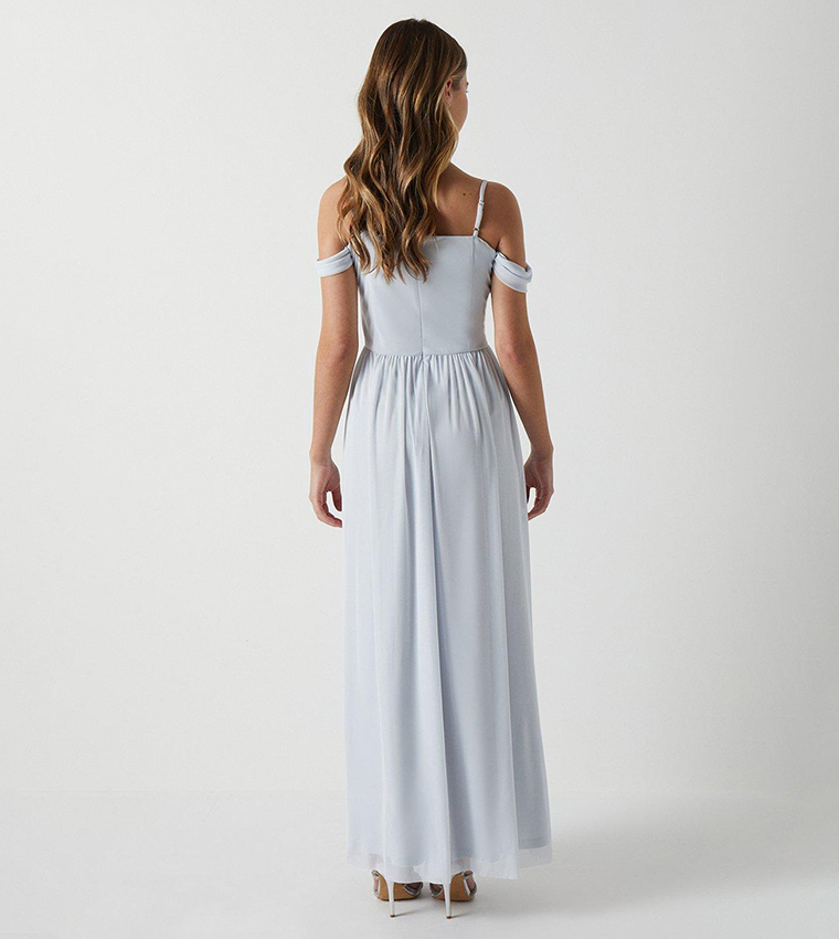 Teen Coast Cold Shoulder Stretch Mesh Bridesmaid Dress