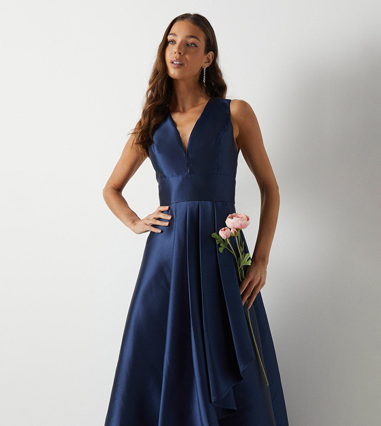 Plunge Waterfall Bridesmaids Maxi Dress