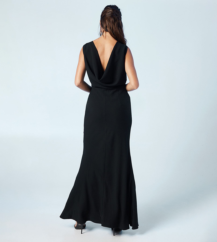 Cowl Back Fishtail Bridesmaid Maxi Dress