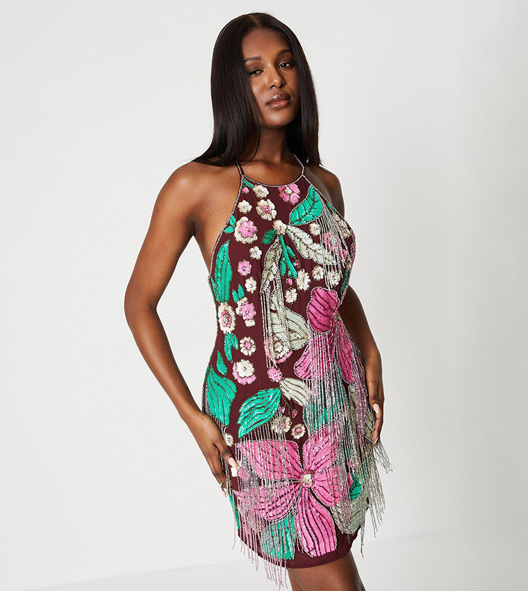 Buy Coast Premium Hand Embellished Floral Mini Dress In Multiple