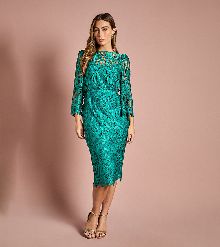 emerald green boat neck dress San antonio satin midi dress emerald green – azura rose main image 0