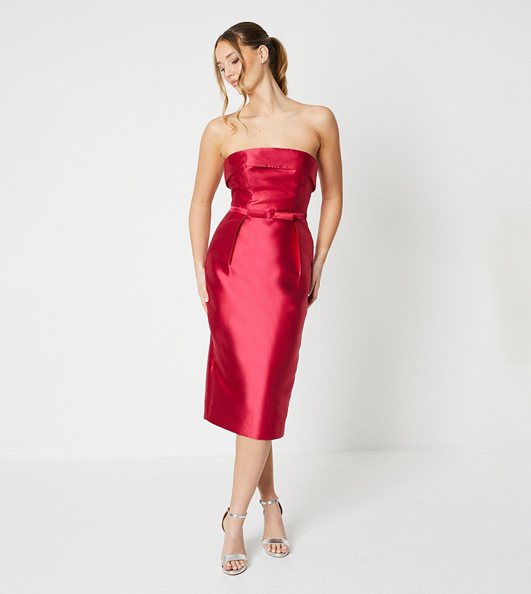 Buy Coast Twill Bandeau Pencil Dress In Red 6thStreet UAE