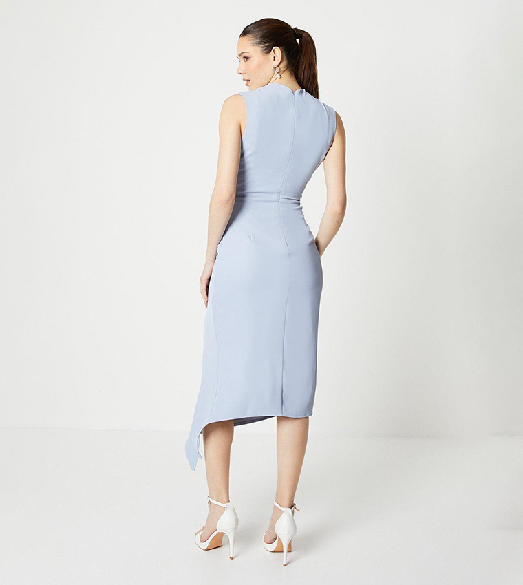 Ruched Crepe Midi Dress
