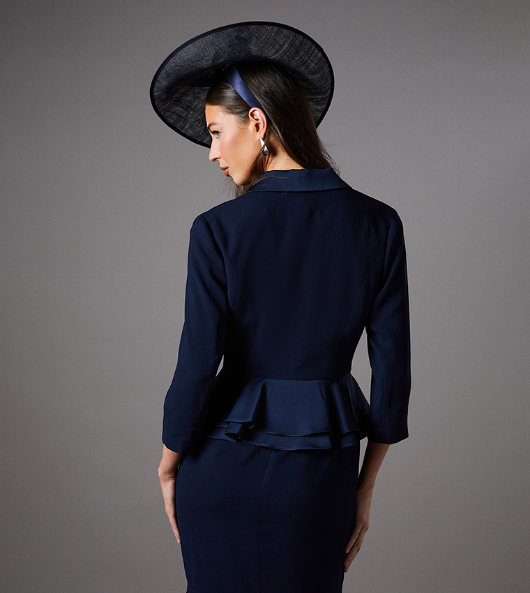 Satin Crepe Tailored Peplum Jacket 