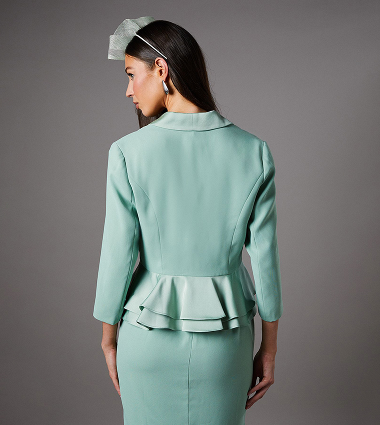 Satin Crepe Tailored Peplum Jacket 