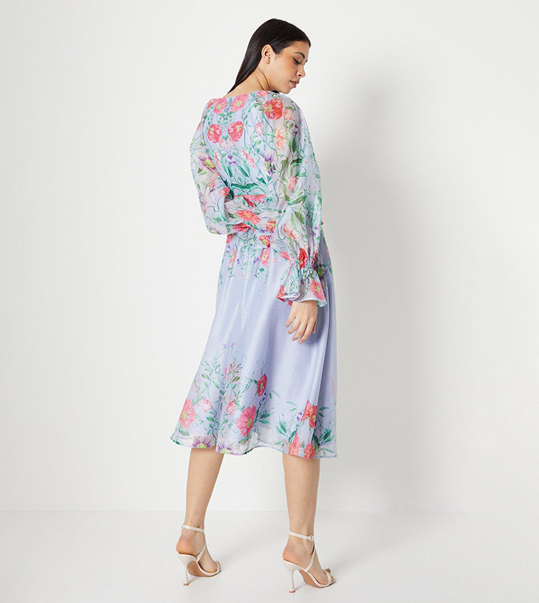 Buy Coast Placement Print Cloudy Organza Midi Dress In Lilac | 6thStreet  Qatar