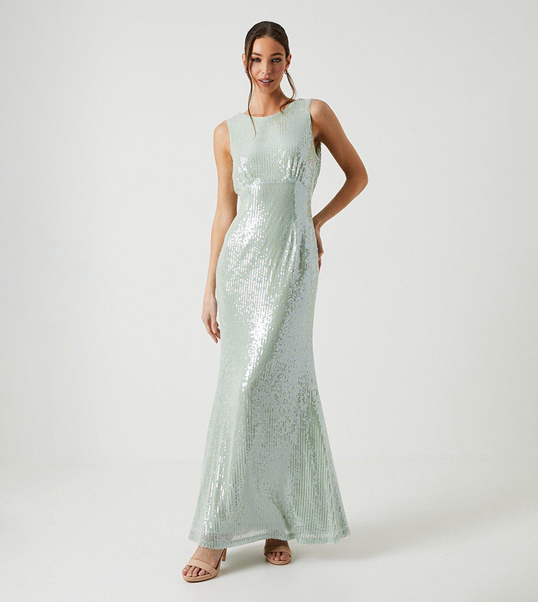 princess polly baby blue dress Mermaid Green Sequin Split Dress – Lisposa main image 0