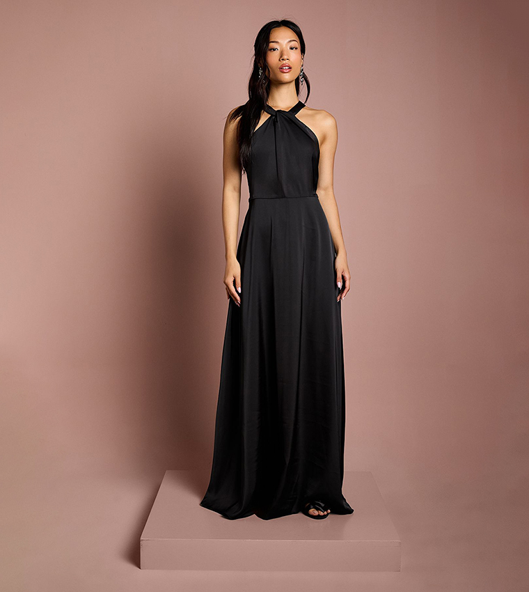 Coast Honoured Twist Halterneck Satin Maxi Bridesmaid Dress