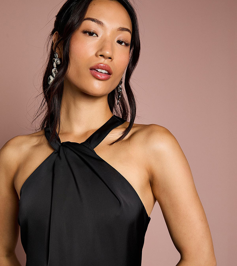 Coast Honoured Twist Halterneck Satin Maxi Bridesmaid Dress