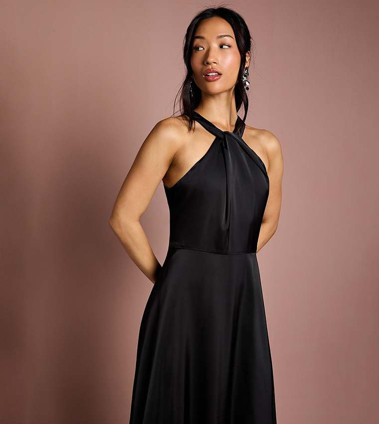 Coast Honoured Twist Halterneck Satin Maxi Bridesmaid Dress