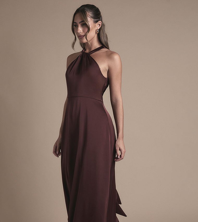 Coast Honoured Twist Halterneck Satin Maxi Bridesmaid Dress