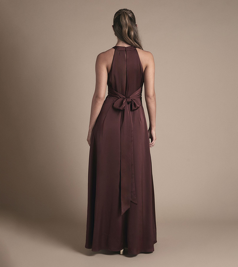 Coast Honoured Twist Halterneck Satin Maxi Bridesmaid Dress