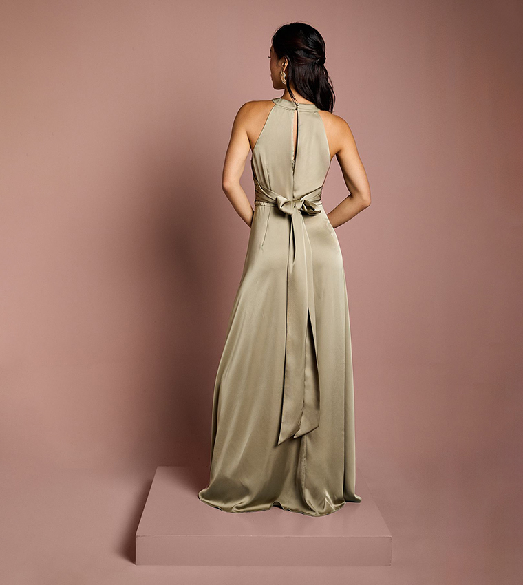 Coast Honoured Twist Halterneck Satin Maxi Bridesmaid Dress