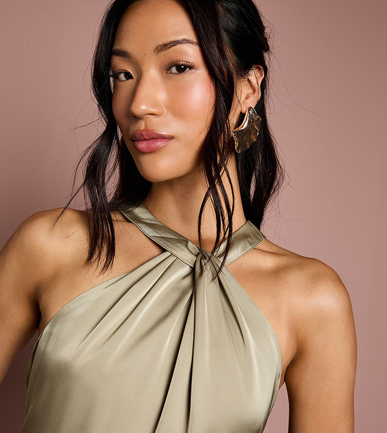 Coast Honoured Twist Halterneck Satin Maxi Bridesmaid Dress