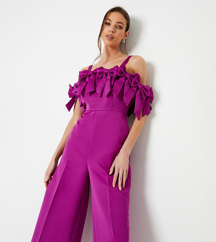 Buy Coast Bow Bodice Wide Leg Culotte Jumpsuit In Pink 6thStreet UAE