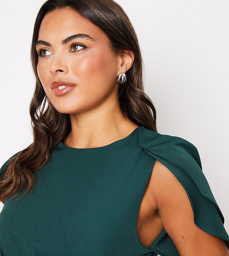 Shirley Cape-effect Ruffled Midi Dress