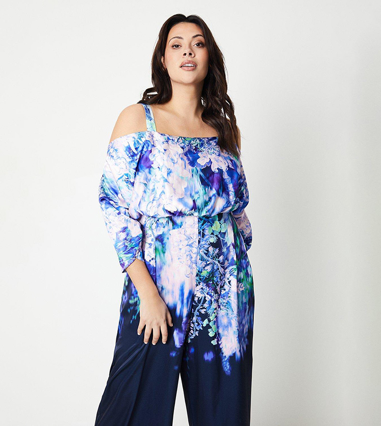 Buy Coast Floral Print Cold Shoulder Mid Dress In Navy 6thStreet