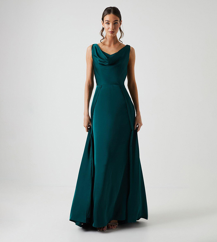 Buy Coast Cowl Neck A Line Satin Bridesmaids Dress In Green 6thStreet Bahrain