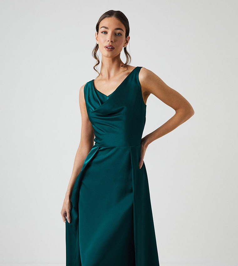 Cowl Neck A-Line Satin Bridesmaids Dress