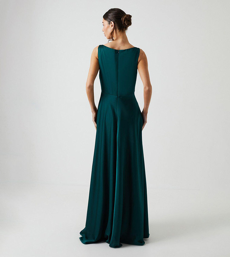 Cowl Neck A-Line Satin Bridesmaids Dress