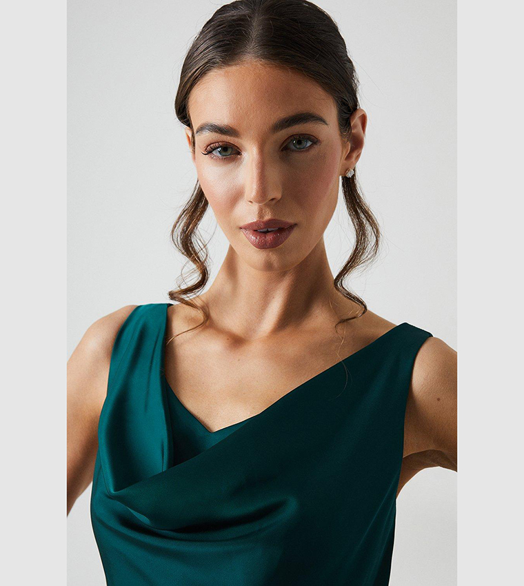 Cowl Neck A-Line Satin Bridesmaids Dress