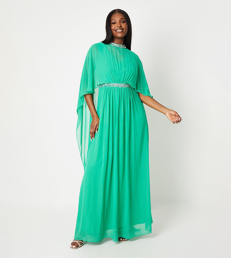 Buy Coast Cape Detail Chiffon Maxi Gown In Green 6thStreet Kuwait