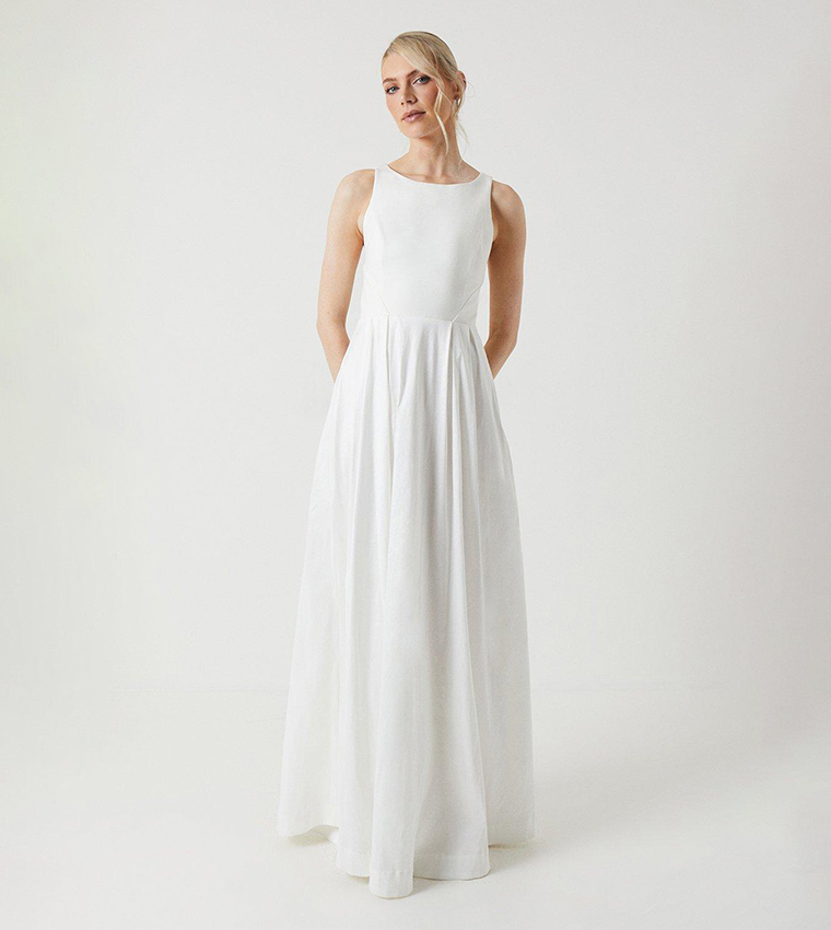 Buy Coast Ponte And Taffeta Mix Maxi Wedding Dress In White 6thStreet Bahrain