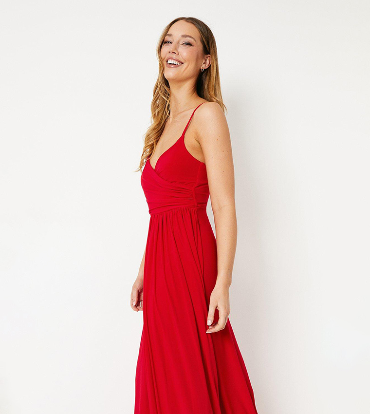 Pleated Strappy Maxi Dress