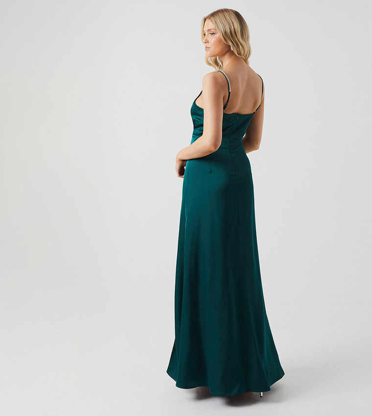 Buy Coast Diamante Strap Apron Neckline Bridesmaids Dress In Emerald 6thStreet UAE