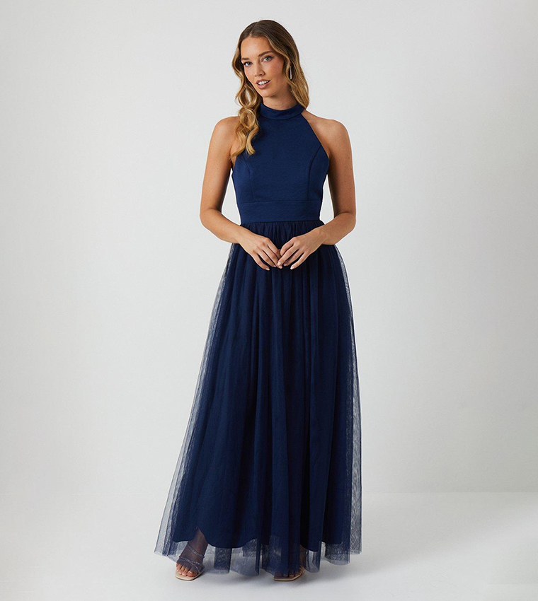 Buy Coast Outlet Satin Bodice Tulle Skirt Maxi Bridesmaids Dress
