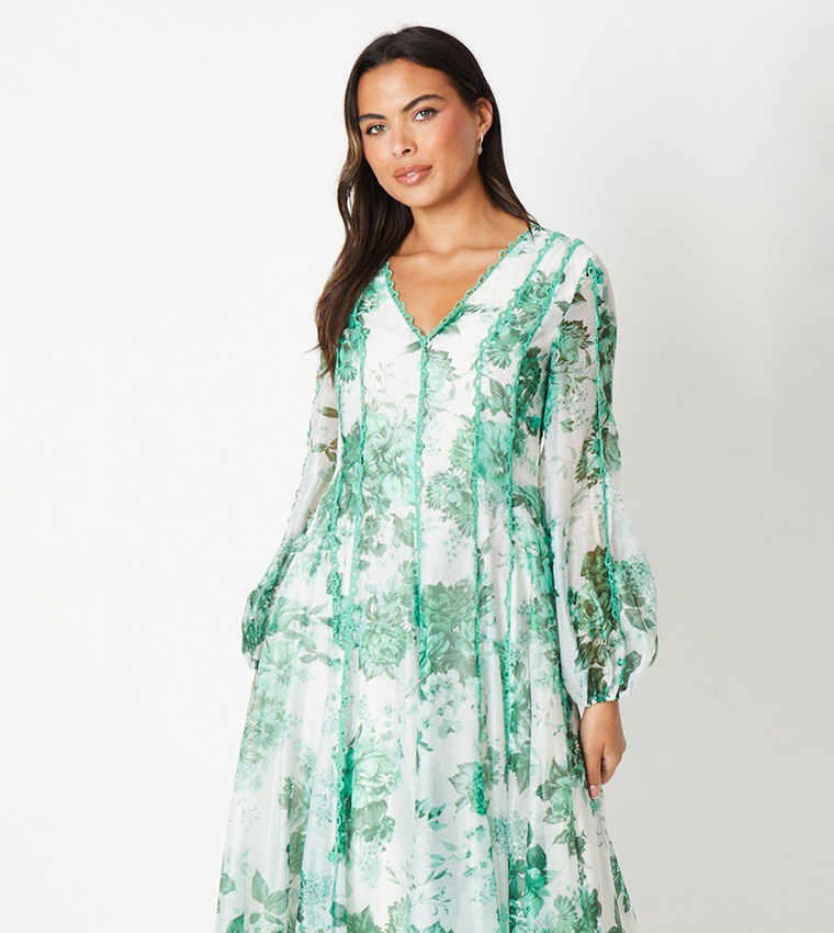 Lace Trim Detail Midi Dress
