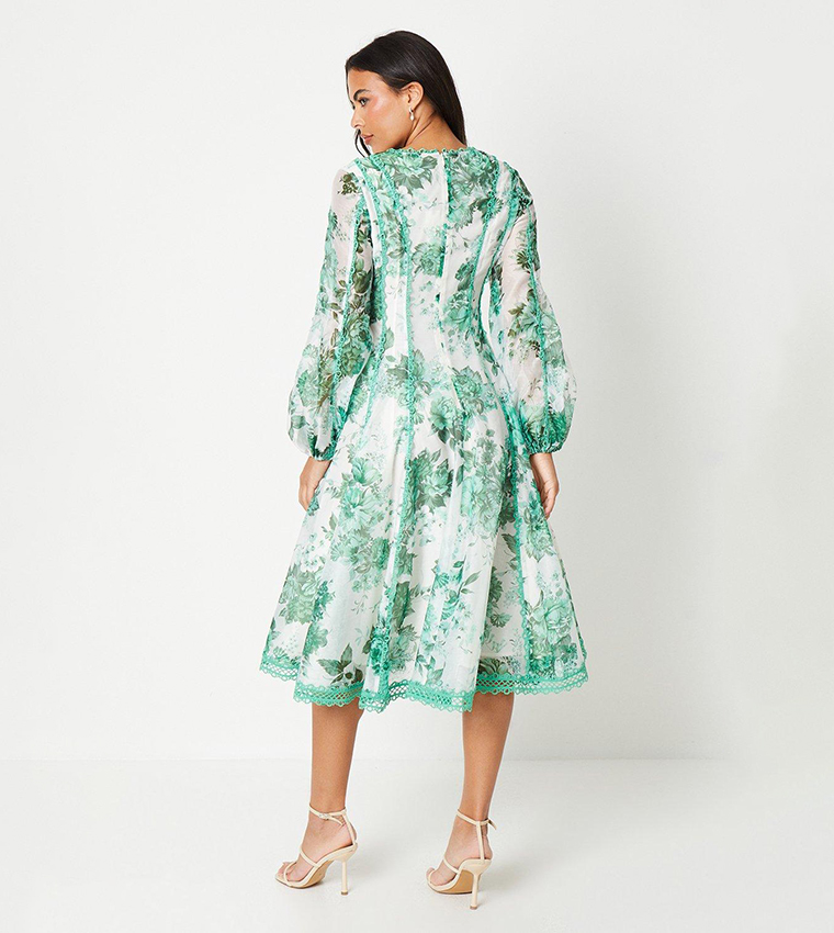 Lace Trim Detail Midi Dress