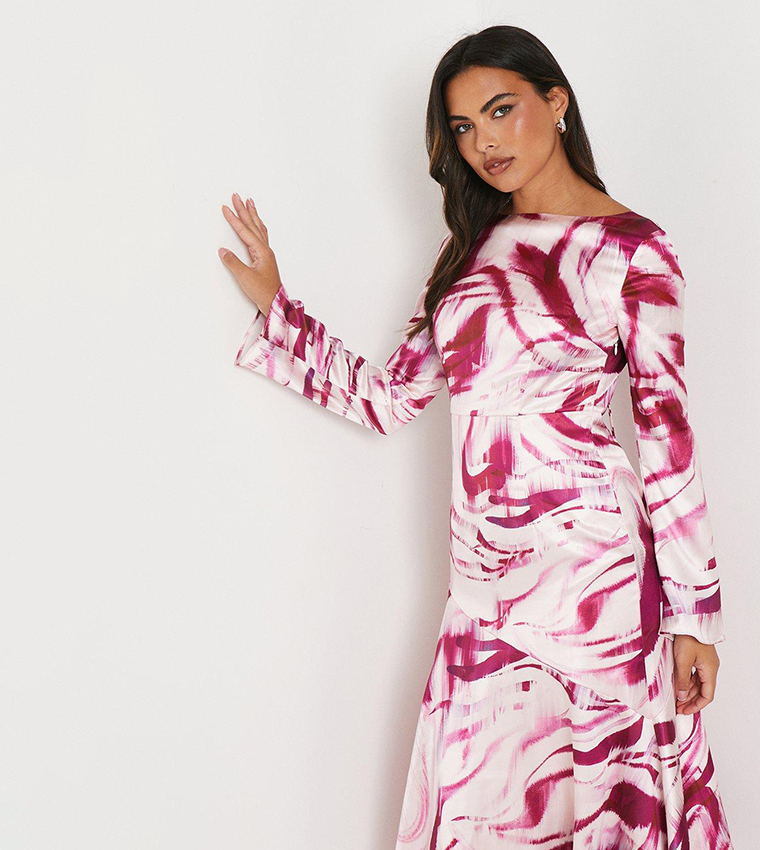 Buy Coast Satin Bias Cut Midi Dress In Pink | 6thStreet Qatar