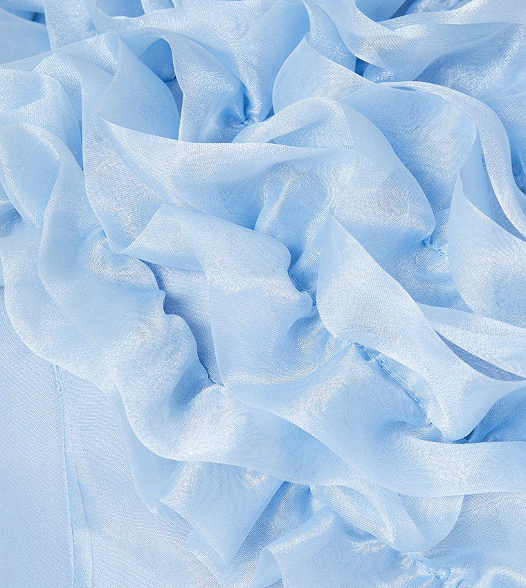 One Shoulder Ruffle Bodice Midi Dress