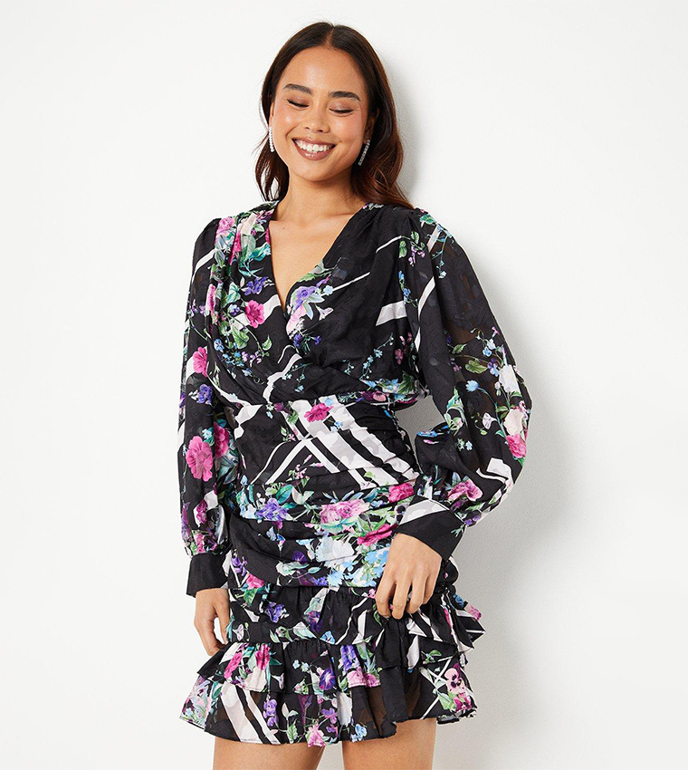 Buy Coast Outlet Petite Mini Dress With Blouson Sleeves In Black