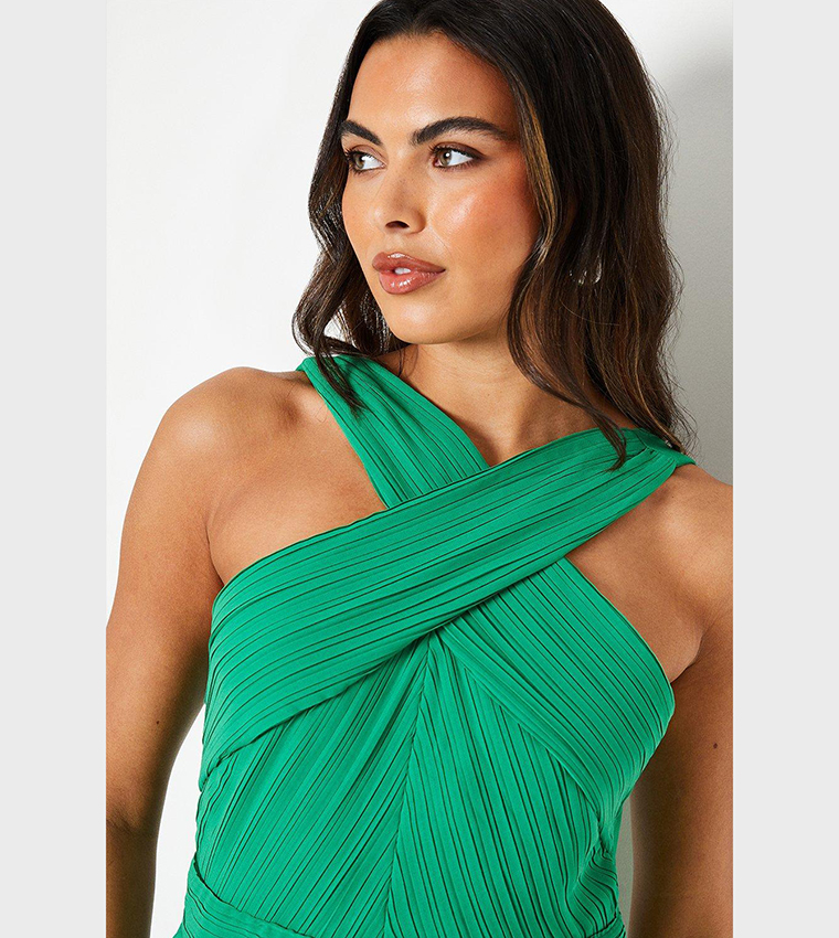 Buy Coast Pleated Bodice Chiffon Tiered Midi Dress In Green 6thStreet Oman