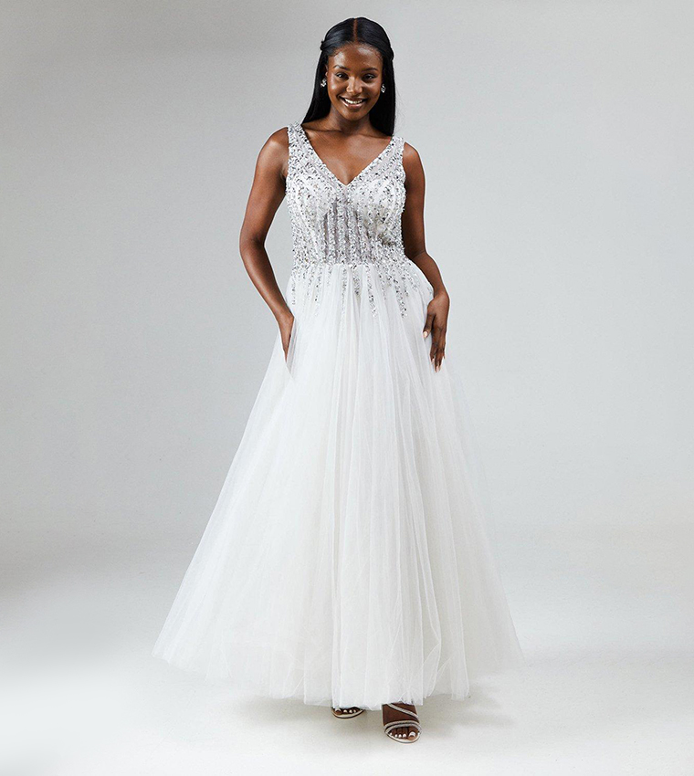 Embellished Lace Full Skirted Wedding Dress