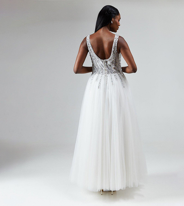 Embellished Lace Full Skirted Wedding Dress