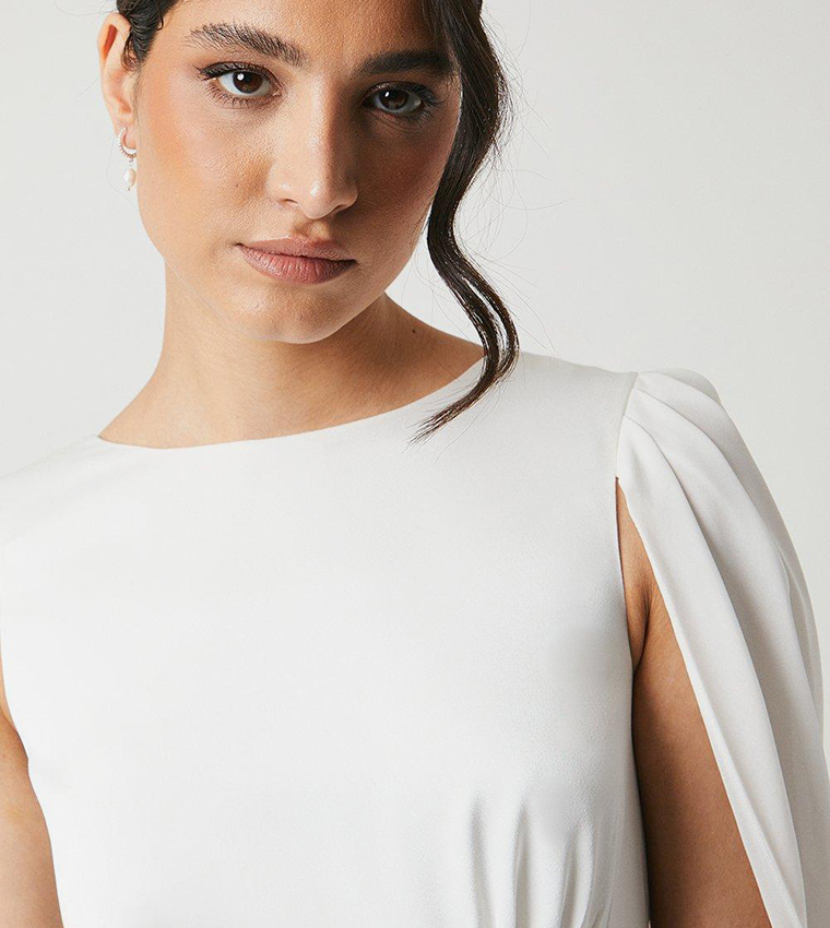 Buy Coast Cowl Back Shoulder Cape Satin Maxi Dress In White | 6thStreet UAE