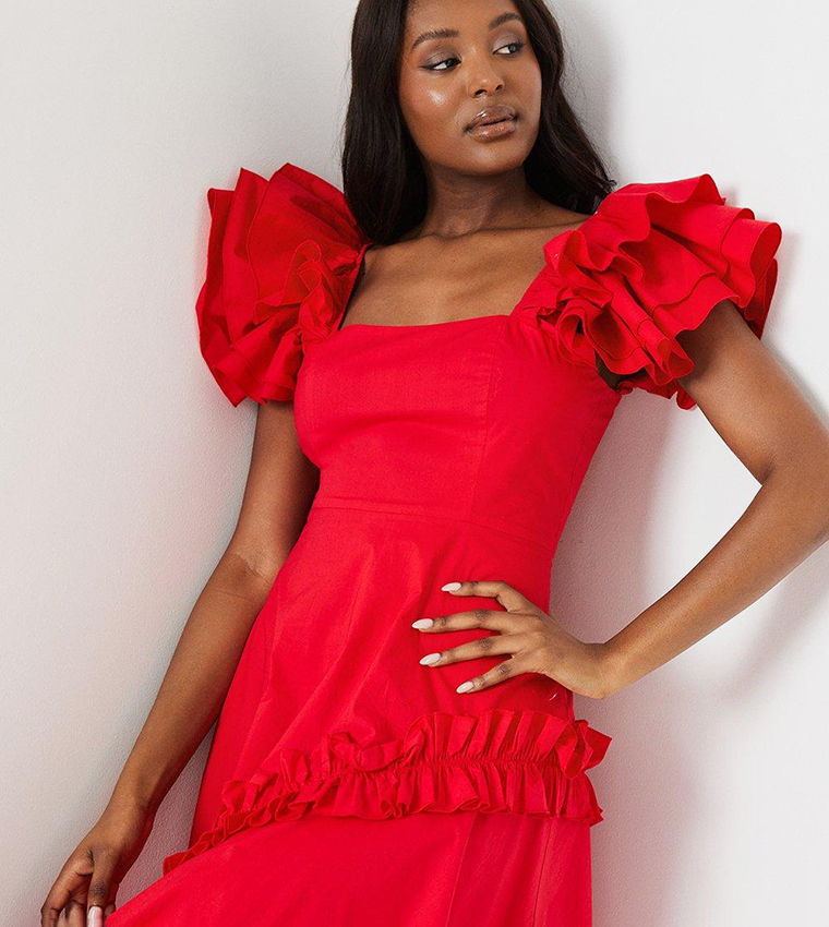 Coast red ruffle dress hotsell