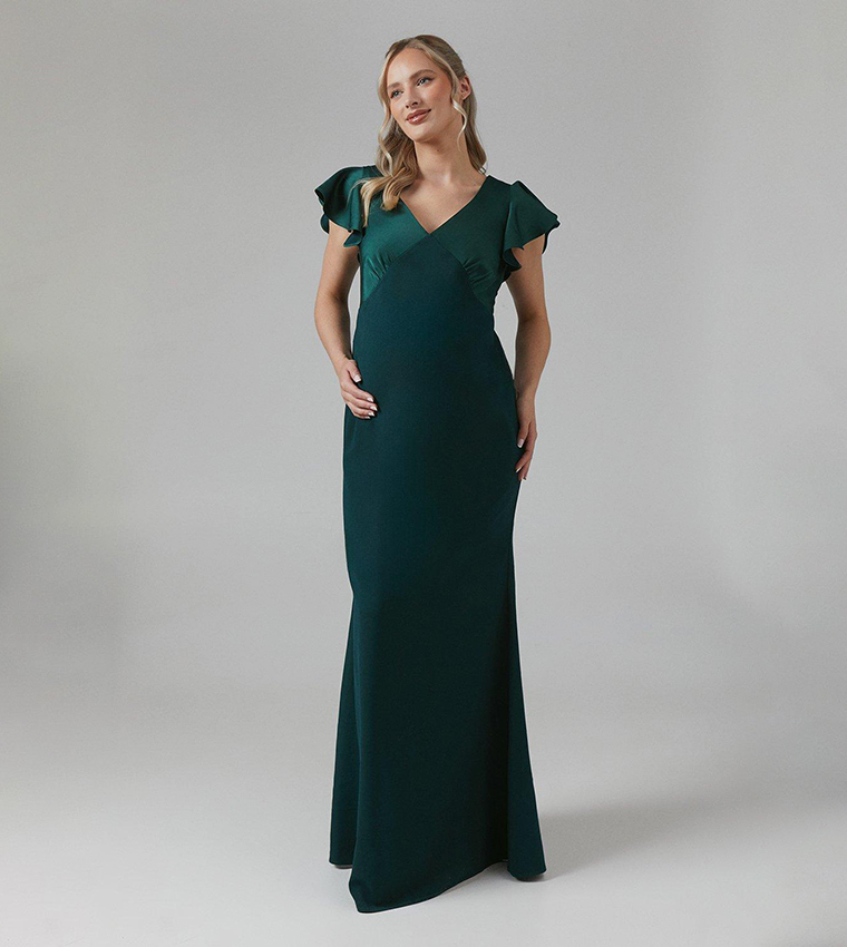 Buy Coast Maternity V Neck Flared Sleeves Bridesmaids Dress In Green 6thStreet Bahrain