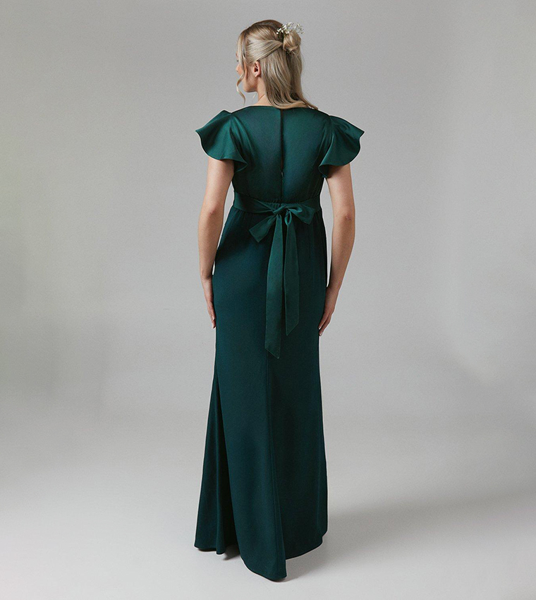 Maternity V-Neck Flared Sleeves Bridesmaids Dress