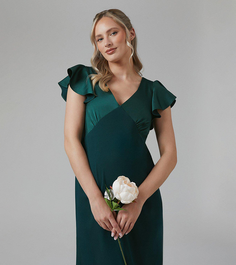 Maternity V-Neck Flared Sleeves Bridesmaids Dress