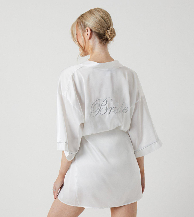 Embroidered Satin Bridal Night Robe