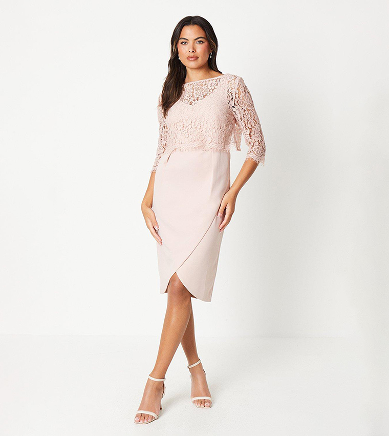 Buy Coast Lace Top Pencil Dress In Pink 6thStreet Bahrain