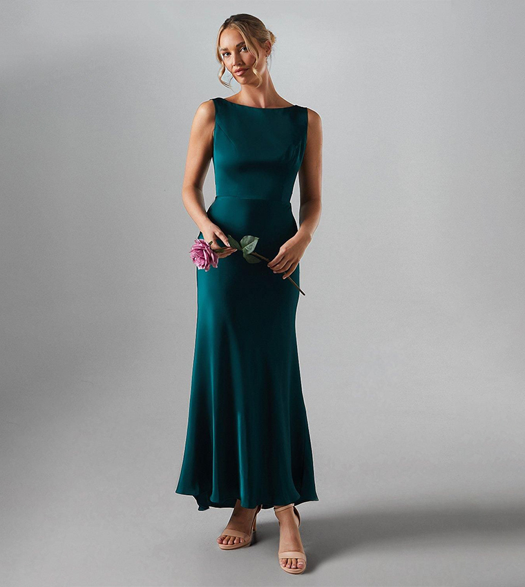 Satin Sleeveless Bridesmaid Maxi Dress