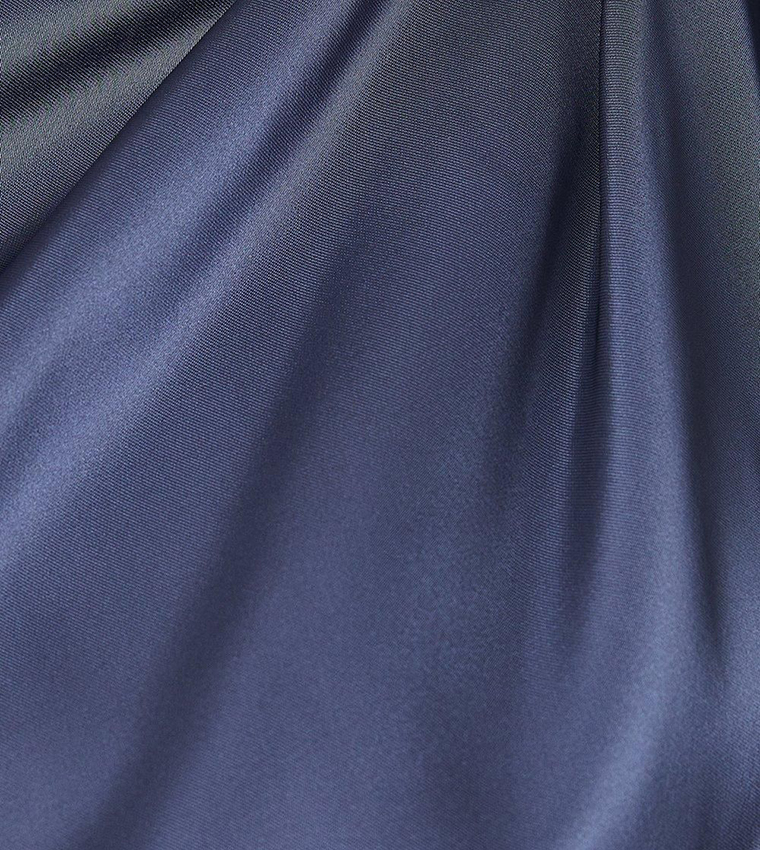 Solid Boat Neck Satin Midi Dress