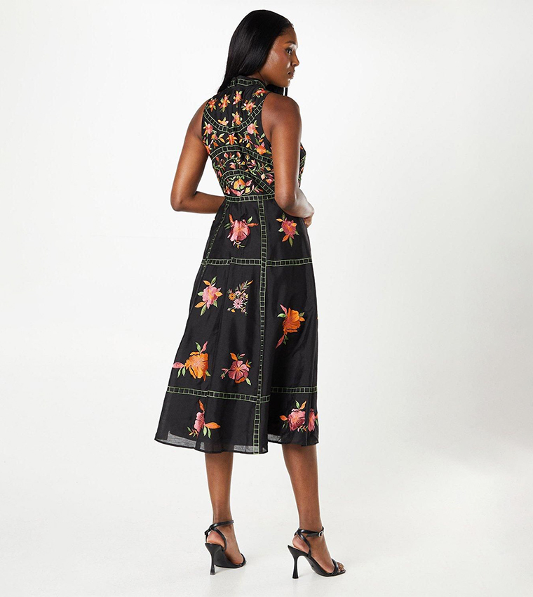 Premium Embroidered High Neck Midi Wedding Dress