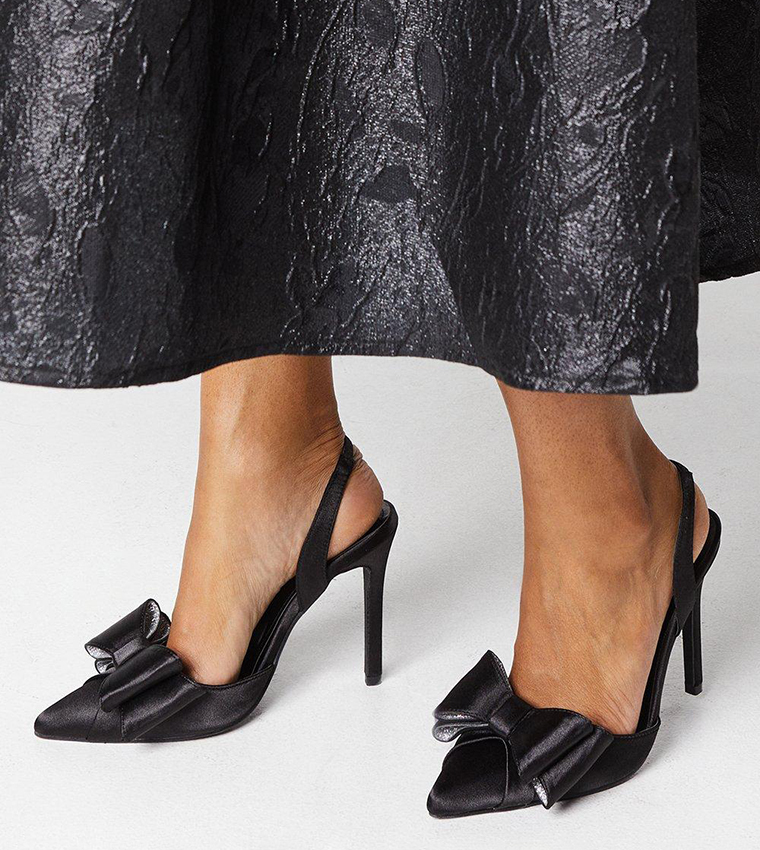 Tamara Satin Bow Sling Back Stiletto Heel Pumps